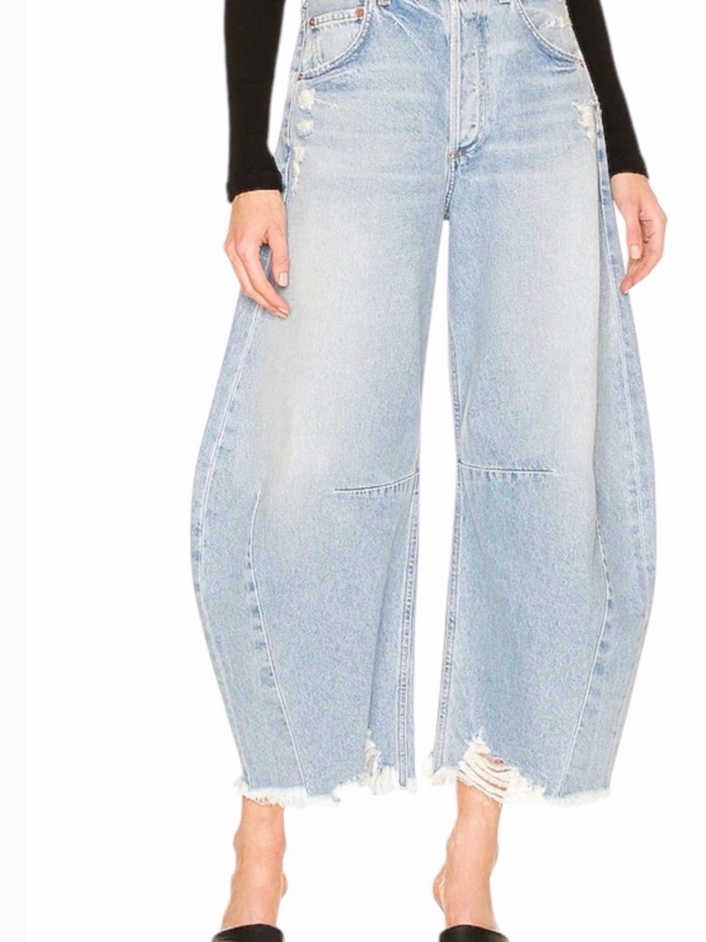 Citizens Of Humanity Light Blue Wide-Leg Distressed Jeans